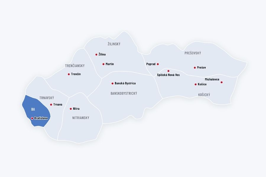 Kandidáti na primátora v krajských mestách na Slovensku 2 krajské mestá na mape